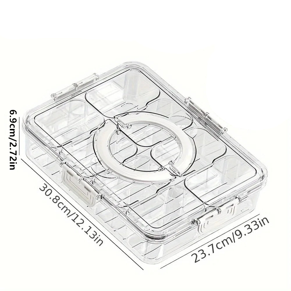 Portable Snack Tray with Lid & Handle - Divided Organizer for Fruits, Nuts, Candy 1