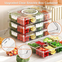Portable Snack Tray with Lid & Handle - Divided Organizer for Fruits, Nuts, Candy 2