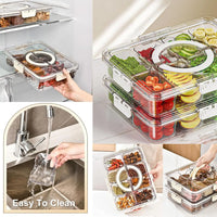 Portable Snack Tray with Lid & Handle - Divided Organizer for Fruits, Nuts, Candy 5