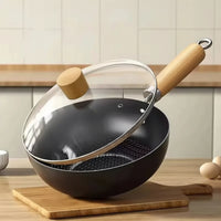 Premium Cast Iron Wok Pan - Non-Stick Versatile Frying Pan for Gas & Induction 0