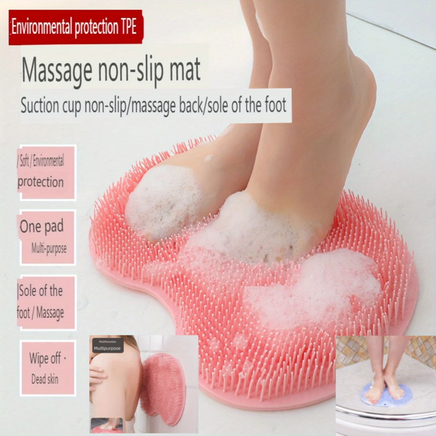 Premium Exfoliating Foot Brush & Back Scrubber with Anti-Slip Suction Cup 1