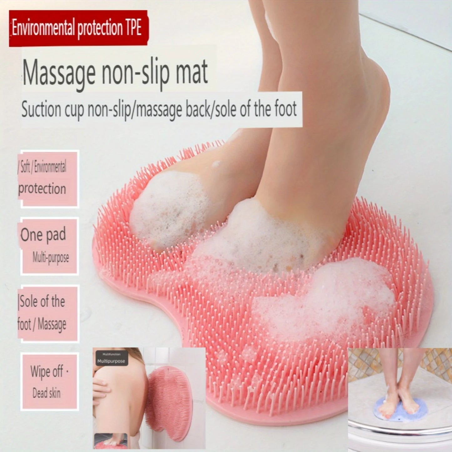 Premium Exfoliating Foot Brush & Back Scrubber with Anti-Slip Suction Cup 1