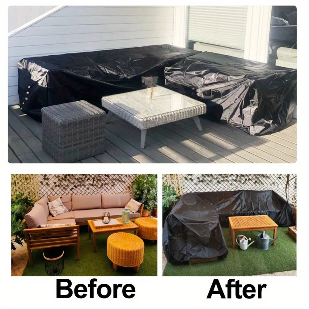 Premium L-Shaped Outdoor Sofa Cover Waterproof - Windproof & UV-Resistant Protection 1