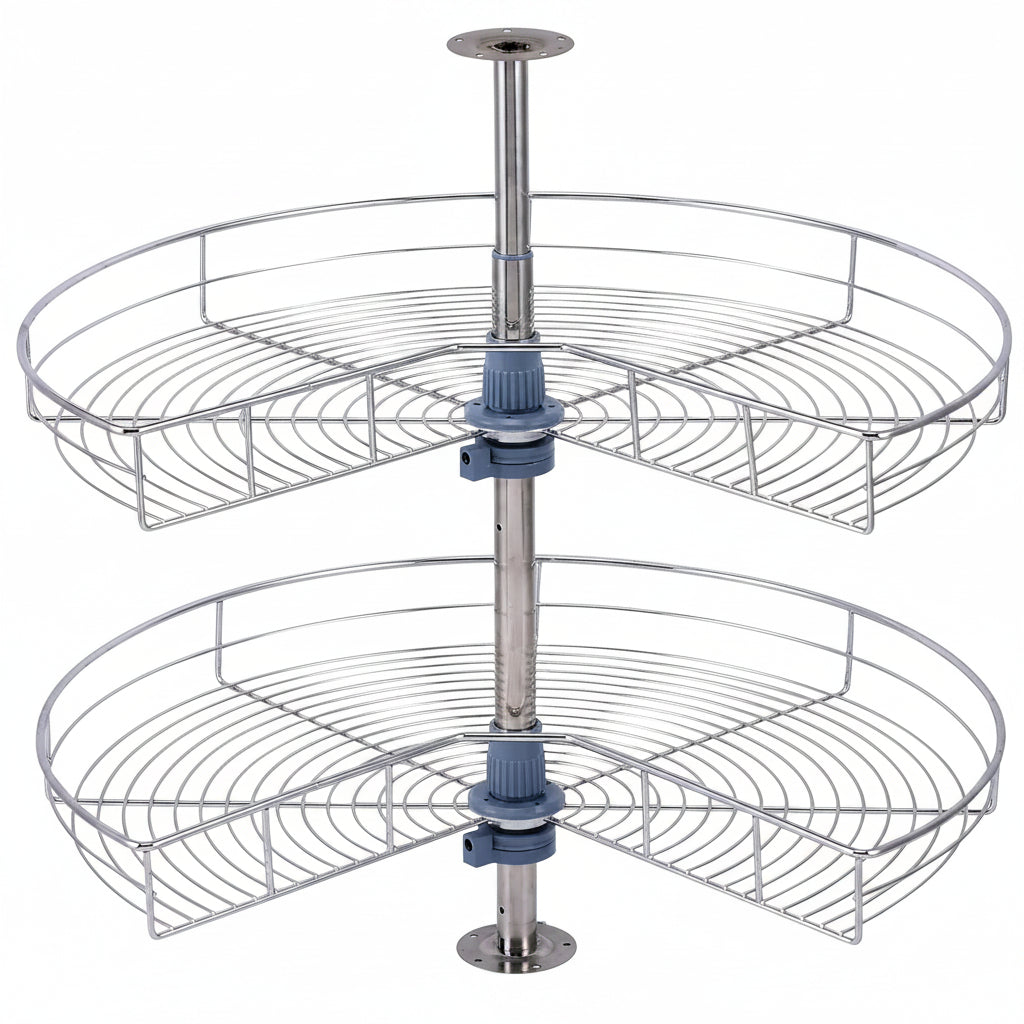 Premium Lazy Susan - 28-Inch Kidney Shape Base Cabinet Organizer with 2 Adjustable Shelves 0