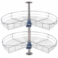 Premium Lazy Susan - 28-Inch Kidney Shape Base Cabinet Organizer with 2 Adjustable Shelves 0