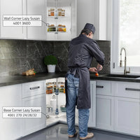 Premium Lazy Susan - 28-Inch Kidney Shape Base Cabinet Organizer with 2 Adjustable Shelves 2