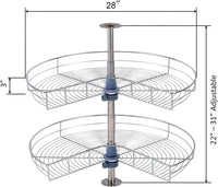 Premium Lazy Susan - 28-Inch Kidney Shape Base Cabinet Organizer with 2 Adjustable Shelves 4
