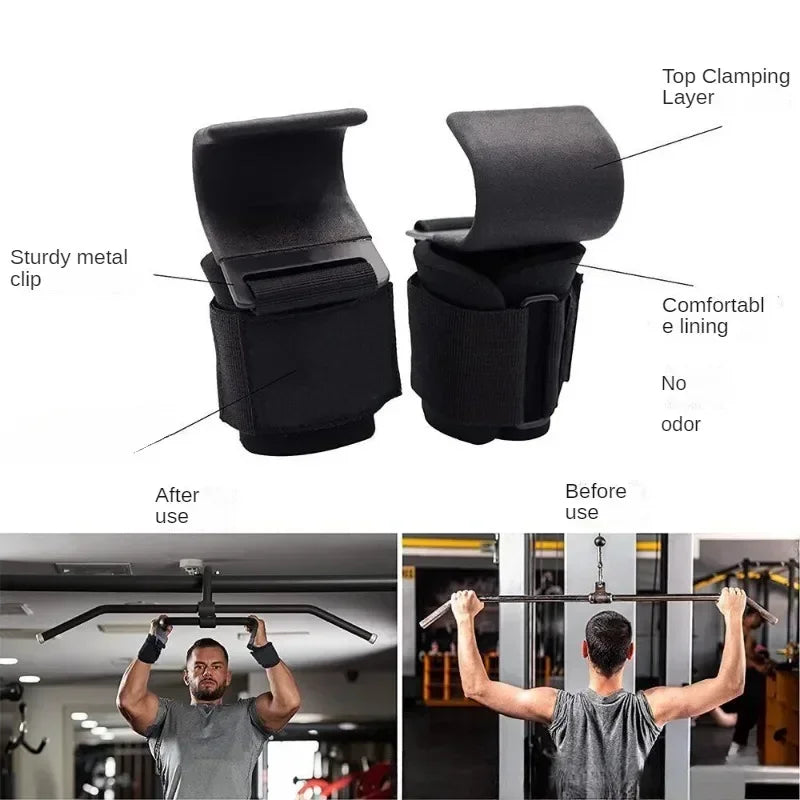 Premium Non-Slip Weight Lifting Hooks - Heavy-Duty Hook Straps for Powerlifting & Bodybuilding 3