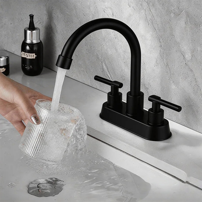 Premium Stainless Steel Bathroom Basin Faucet - Dual Handle Hot & Cold Mixer 4