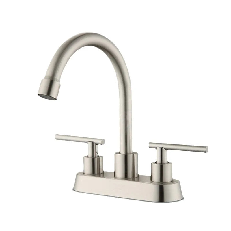 Premium Stainless Steel Bathroom Basin Faucet - Dual Handle Hot & Cold Mixer 6