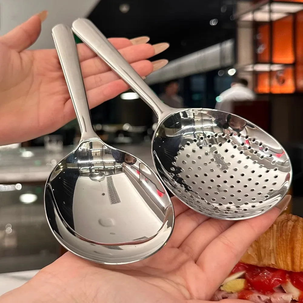 Premium Stainless Steel Large Serving Spoon with Drain Holes 0