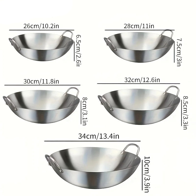 Premium Stainless Steel Wok Pan - Versatile Double Handle Chef Pan for Stir-Frying 5