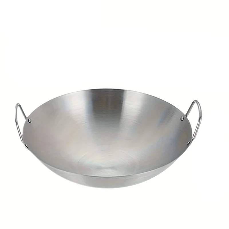 Premium Stainless Steel Wok Pan - Versatile Double Handle Chef Pan for Stir-Frying 6