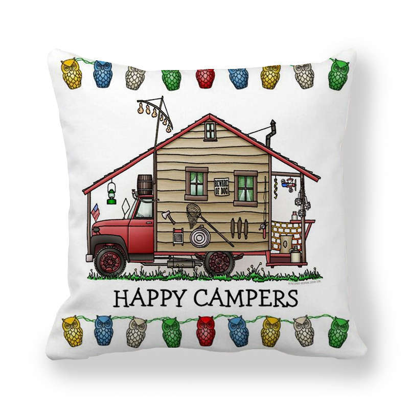 CAMPERLIVA – Owl Camping Cushion Cover for Cozy Outdoor Decor