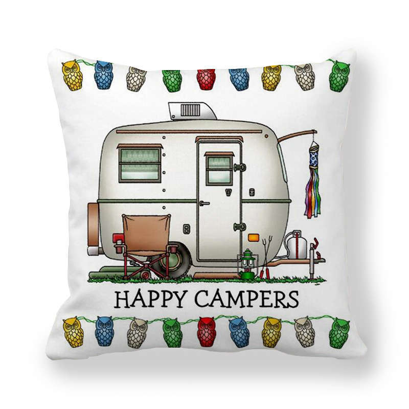 CAMPERLIVA – Owl Camping Cushion Cover for Cozy Outdoor Decor
