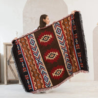 MEXIBREEZE – Couverture bohème en lin pour voyage et canapé