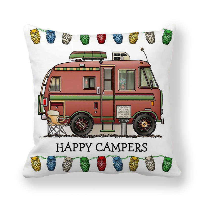 CAMPERLIVA – Owl Camping Cushion Cover for Cozy Outdoor Decor