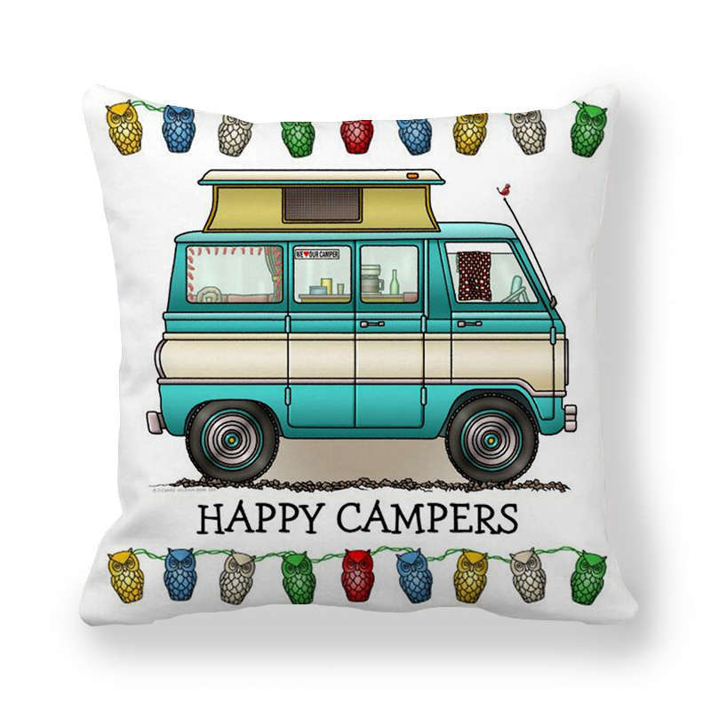 CAMPERLIVA – Owl Camping Cushion Cover for Cozy Outdoor Decor