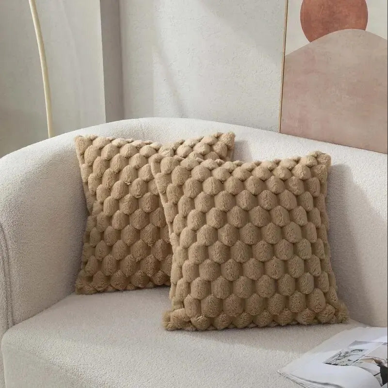 GRIDHAVEN – 3D Textured Pillowcase for Living Room Comfort