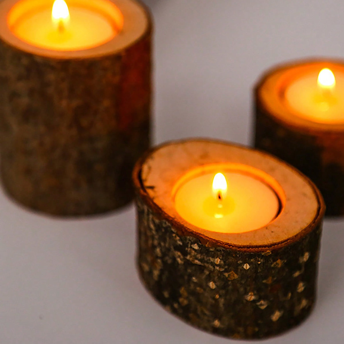 CANDLEFLOW – Three-Piece Wooden Tea Lamp Decor Set