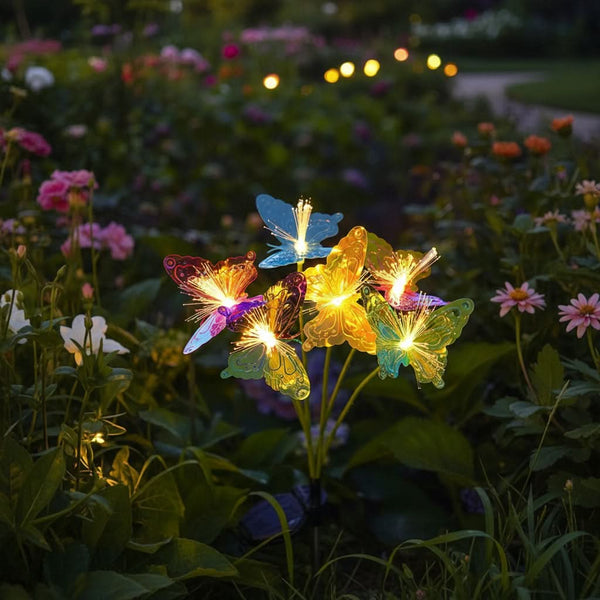 BUTTERFLYLIVA – Lumières solaires papillon à fibre optique pour jardin