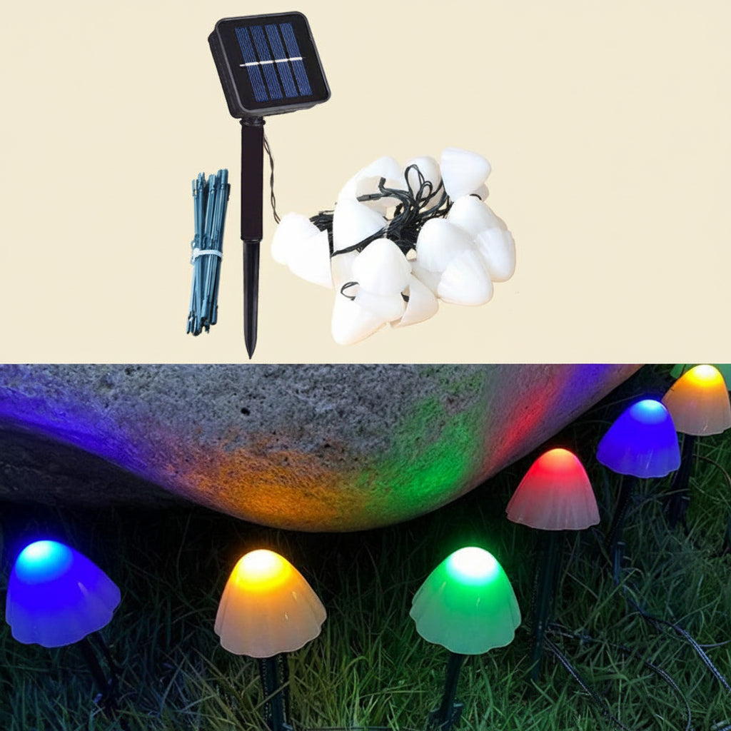MUSHLIVA – Guirlandes solaires champignon pour jardins paysagers