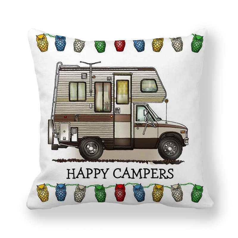 CAMPERLIVA – Owl Camping Cushion Cover for Cozy Outdoor Decor