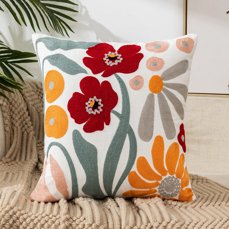 EMBROIDERLIVA – Housse de coussin brodée pour décoration cosy