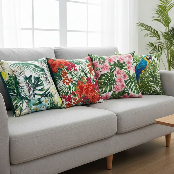 PARROTFLOW – Housse de coussin feuille de palmier hawaïenne pour style canapé