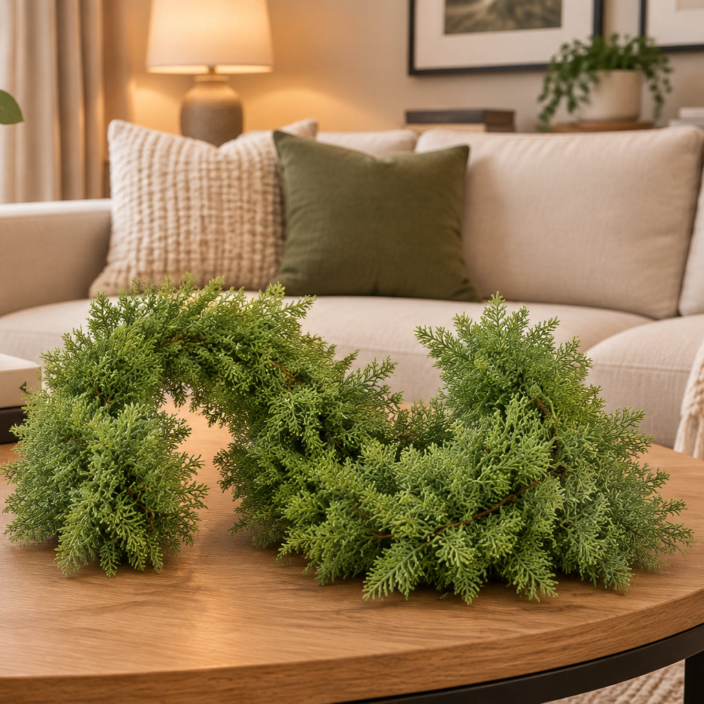 YULEDRAPE – Real-Touch Norfolk Pine Garland for Refined Christmas Styling