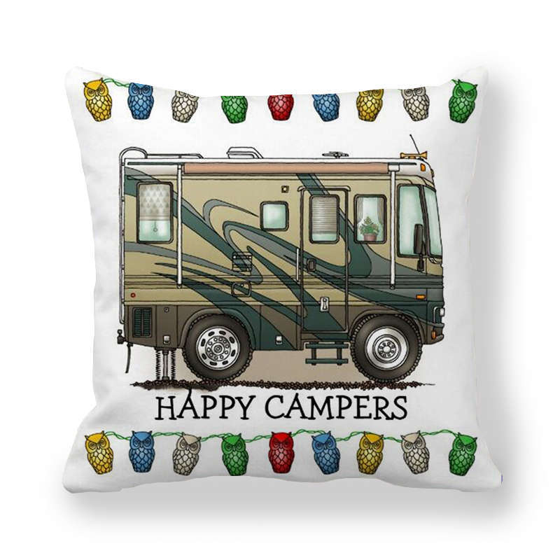 CAMPERLIVA – Owl Camping Cushion Cover for Cozy Outdoor Decor