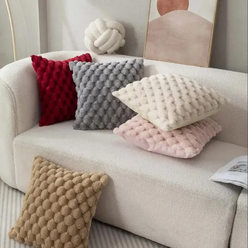 GRIDHAVEN – 3D Textured Pillowcase for Living Room Comfort