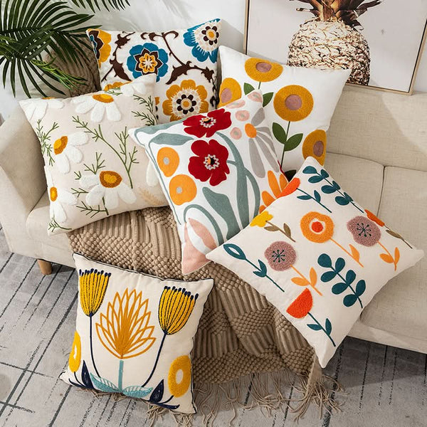 EMBROIDERLIVA – Housse de coussin brodée pour décoration cosy