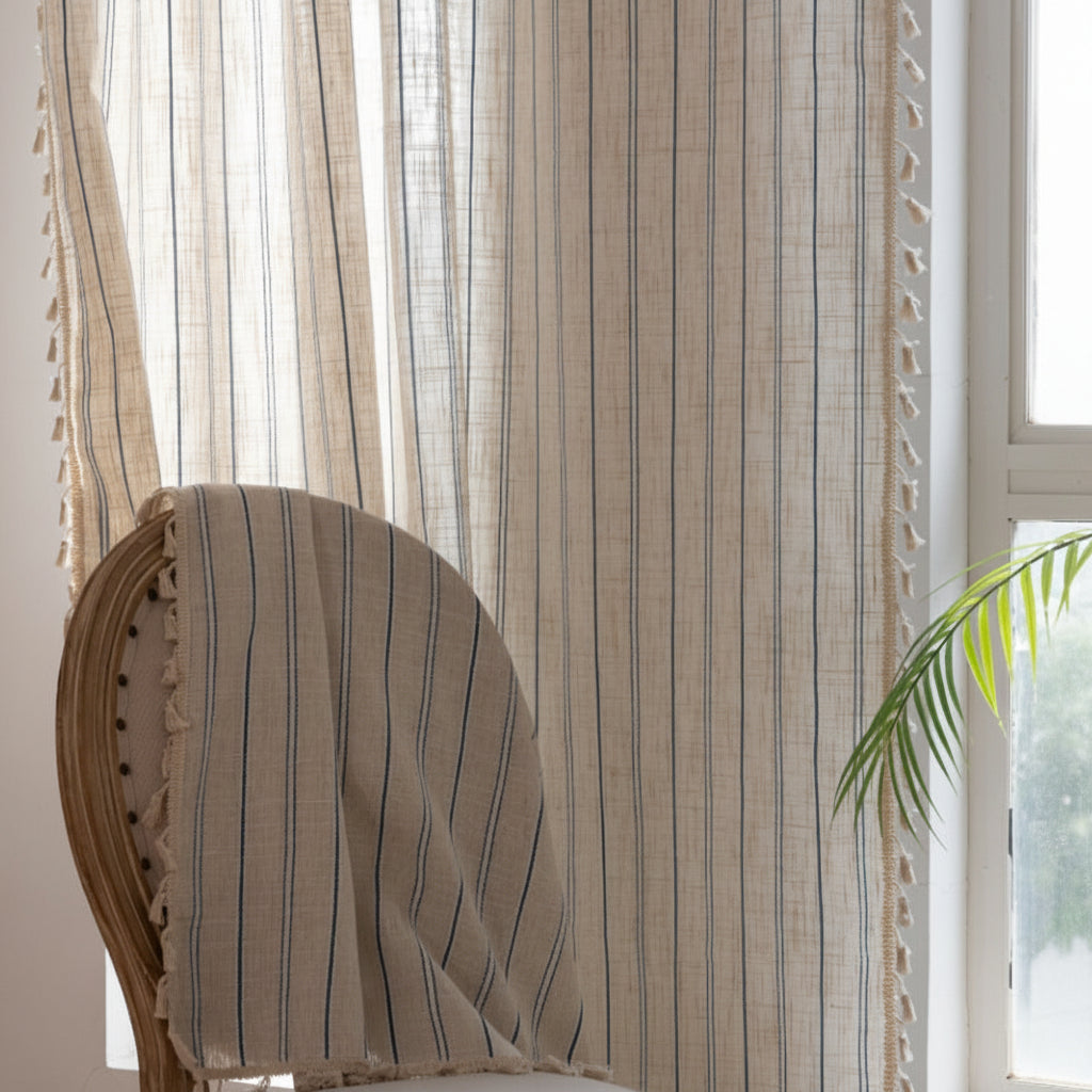 Lunara - Striped Linen Sheer Curtains
