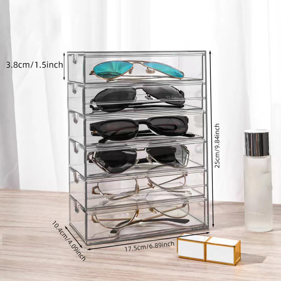 SHADELIVA – Présentoir à lunettes en acrylique avec tiroirs de rangement