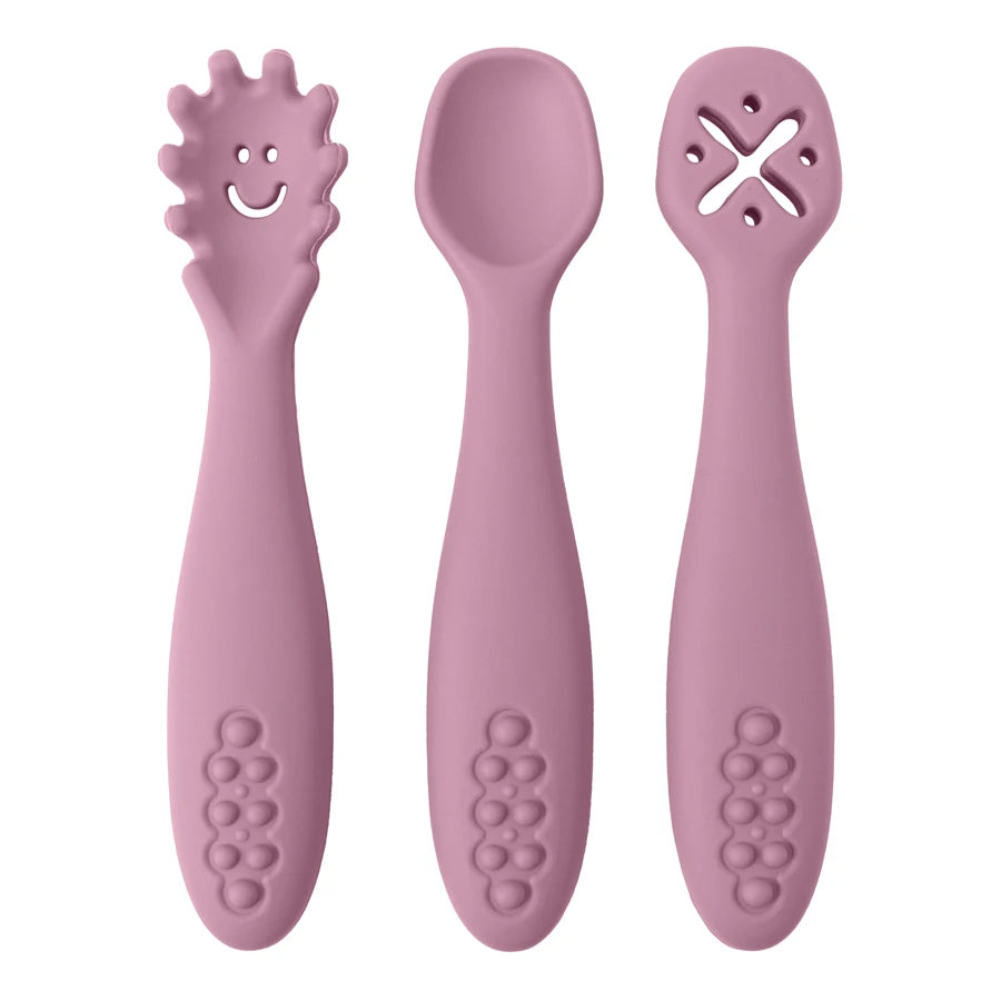 Silicone Baby Utensils Set - 3PCS Soft Fork and Spoon for Easy Toddler Feeding 11