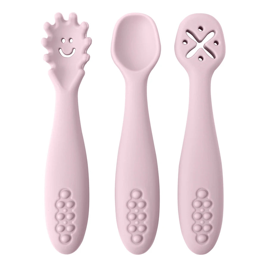 Silicone Baby Utensils Set - 3PCS Soft Fork and Spoon for Easy Toddler Feeding 12
