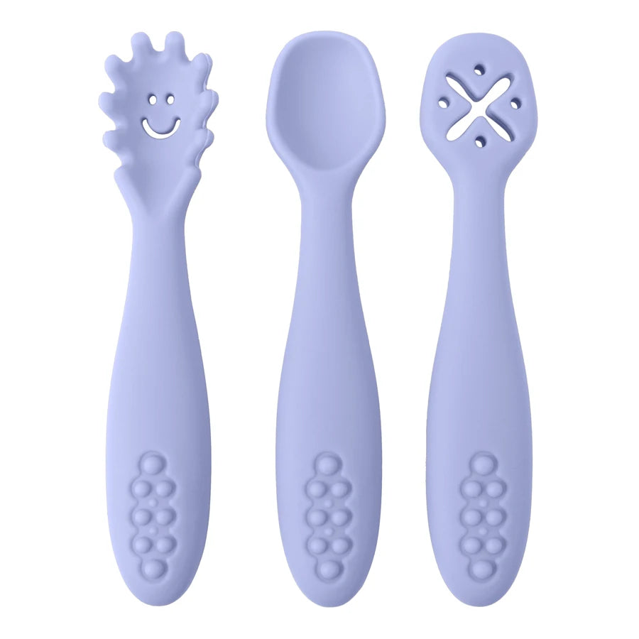 Silicone Baby Utensils Set - 3PCS Soft Fork and Spoon for Easy Toddler Feeding 13