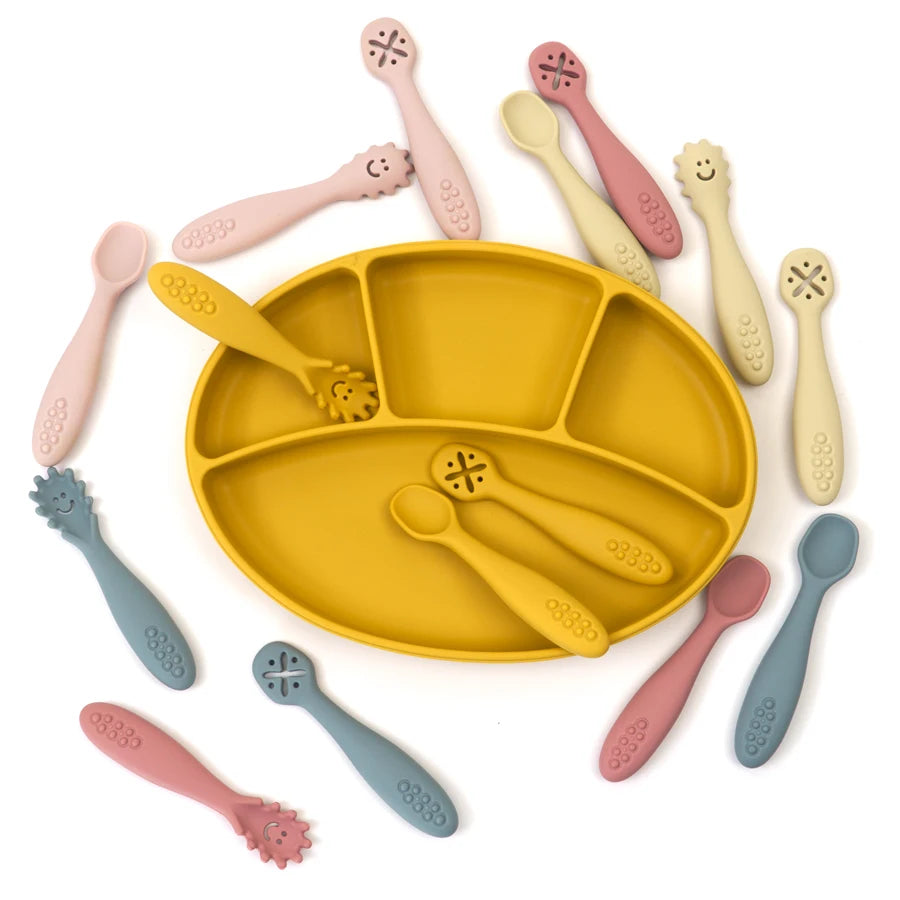 Silicone Baby Utensils Set - 3PCS Soft Fork and Spoon for Easy Toddler Feeding 2