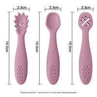 Silicone Baby Utensils Set - 3PCS Soft Fork and Spoon for Easy Toddler Feeding 3