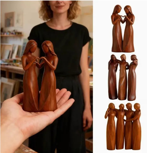 Sisters Sculpture - Elegant Resin Art Celebrating Friendship and Connection 2