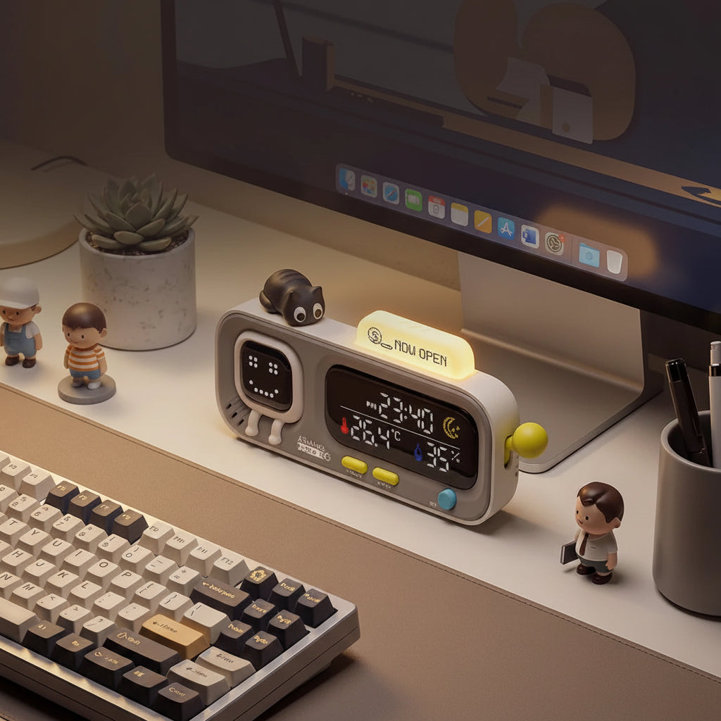 Smart Desktop Temperature and Humidity Clock with Rechargeable Battery 1