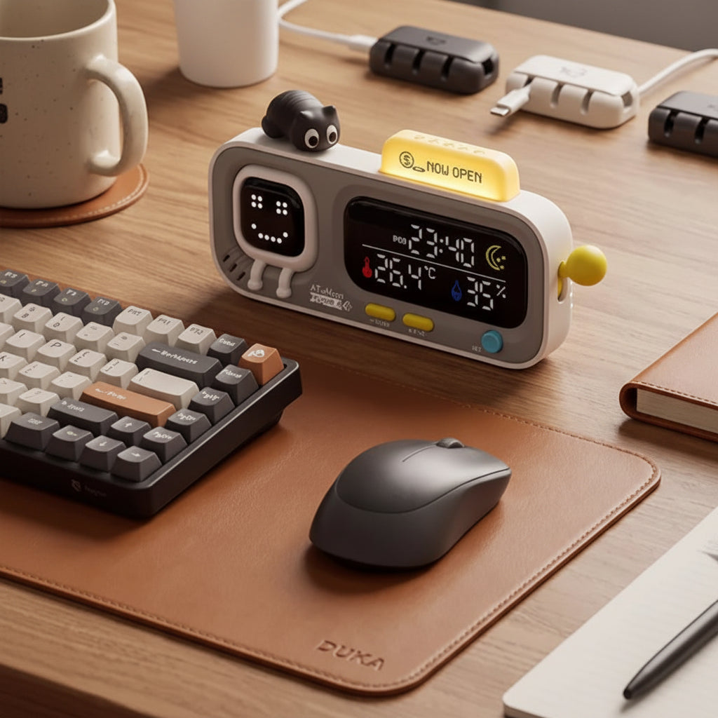 Smart Desktop Temperature and Humidity Clock with Rechargeable Battery 2