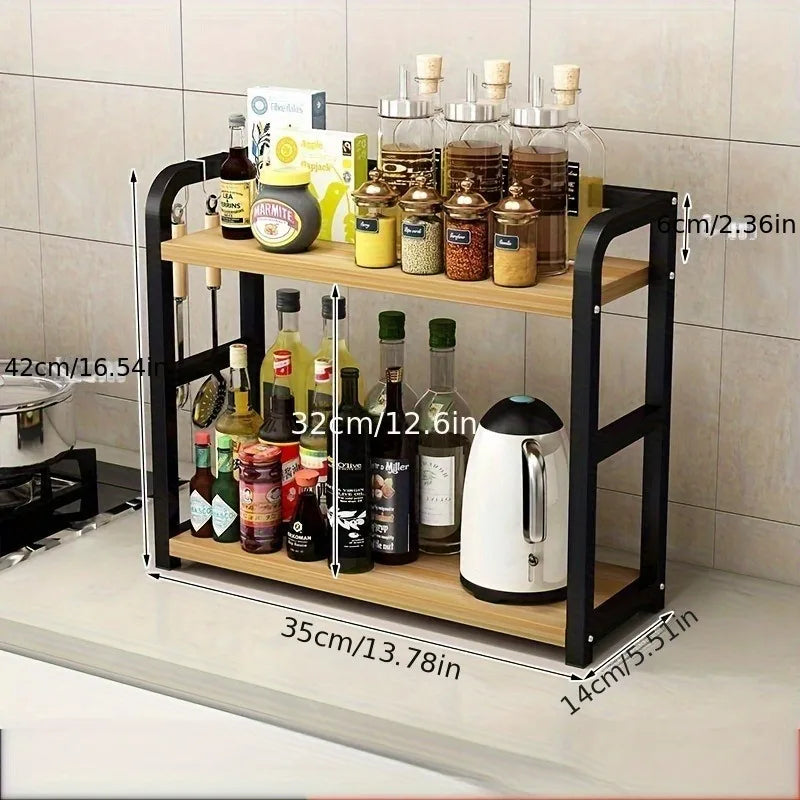 Space-Saving 2-Tier Metal Kitchen Shelf Organizer for Countertop Storage 1