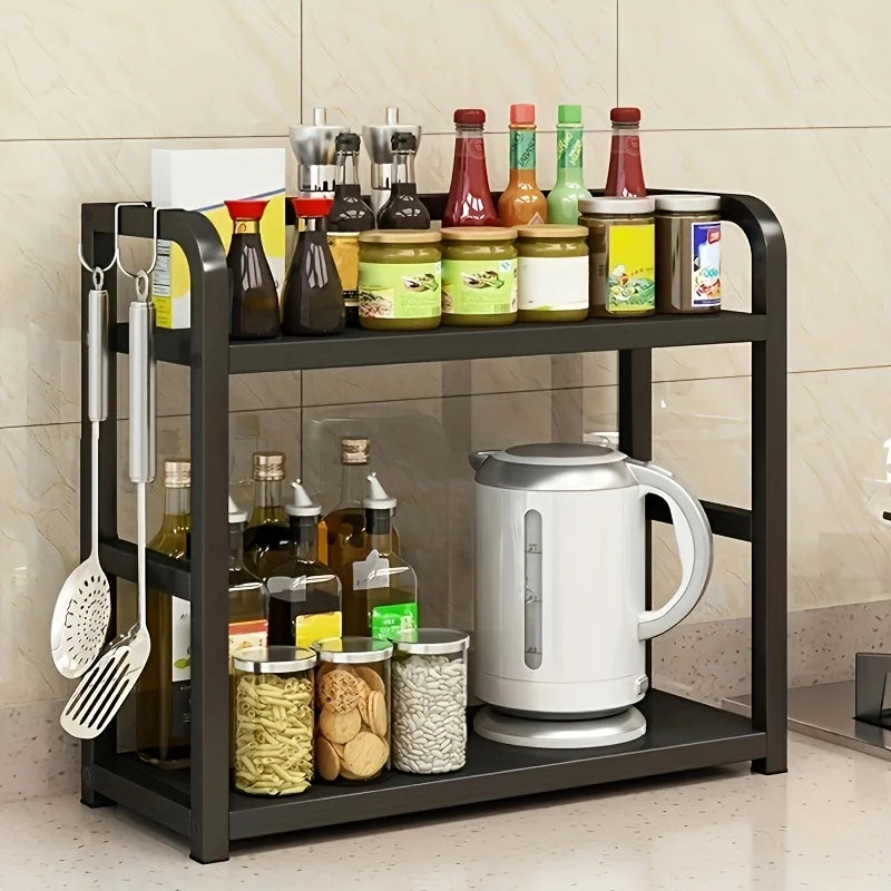 Space-Saving 2-Tier Metal Kitchen Shelf Organizer for Countertop Storage 5