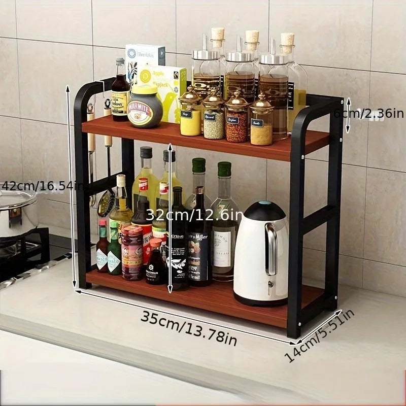 Space-Saving 2-Tier Metal Kitchen Shelf Organizer for Countertop Storage 6