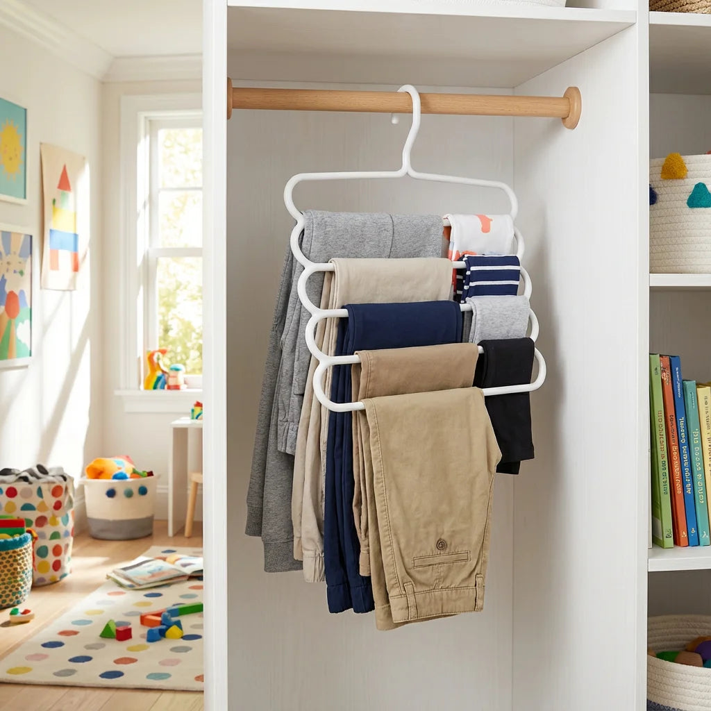 Space-Saving Multi-Layer Pants Hanger Rack – Durable Plastic Pant Hangers with Clips for Organized Wardrobe 2