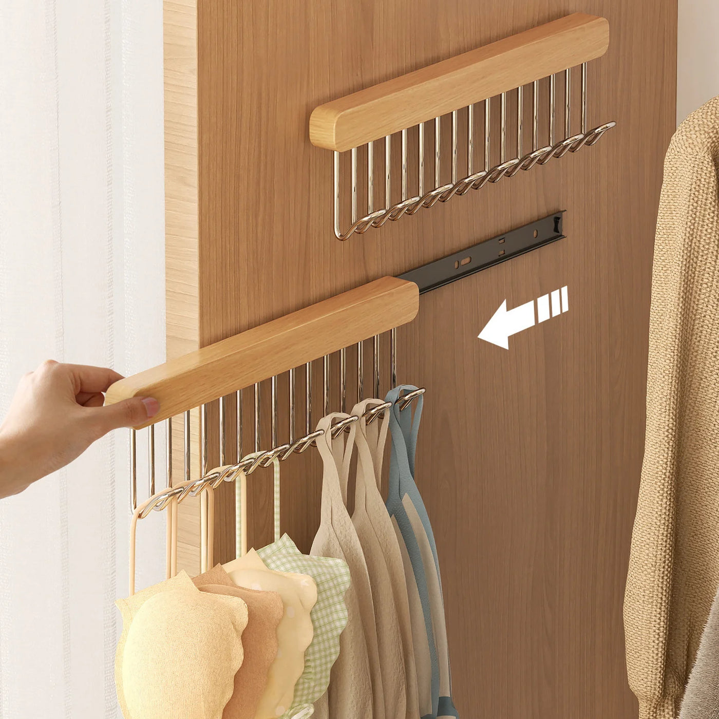 Space-Saving Pull-Out Closet Rod for Efficient Wardrobe Organization 0