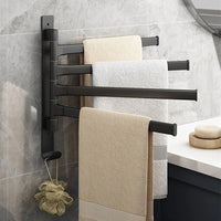Space Aluminum Rotatable Towel Rack - Wall Mounted Towel Storage with 2-5 Bars 0