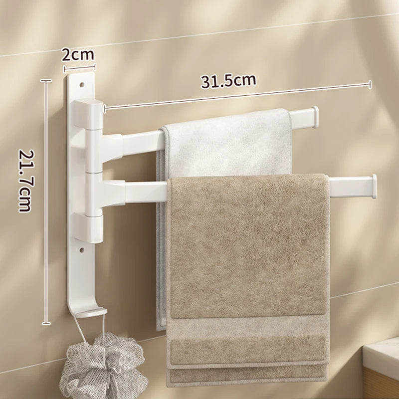 Space Aluminum Rotatable Towel Rack - Wall Mounted Towel Storage with 2-5 Bars 10